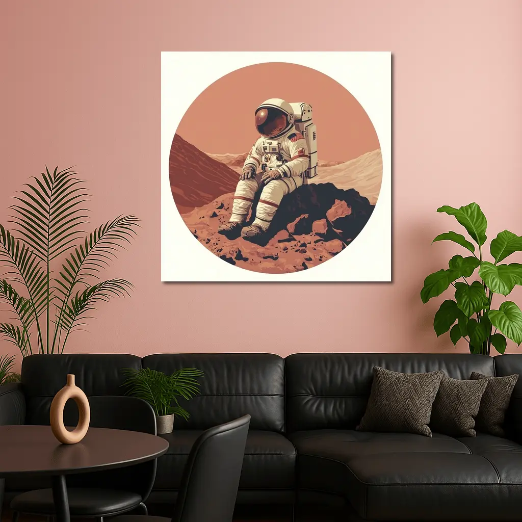 Astronaut Sitting On Mars Rocky Surface – Wall Art