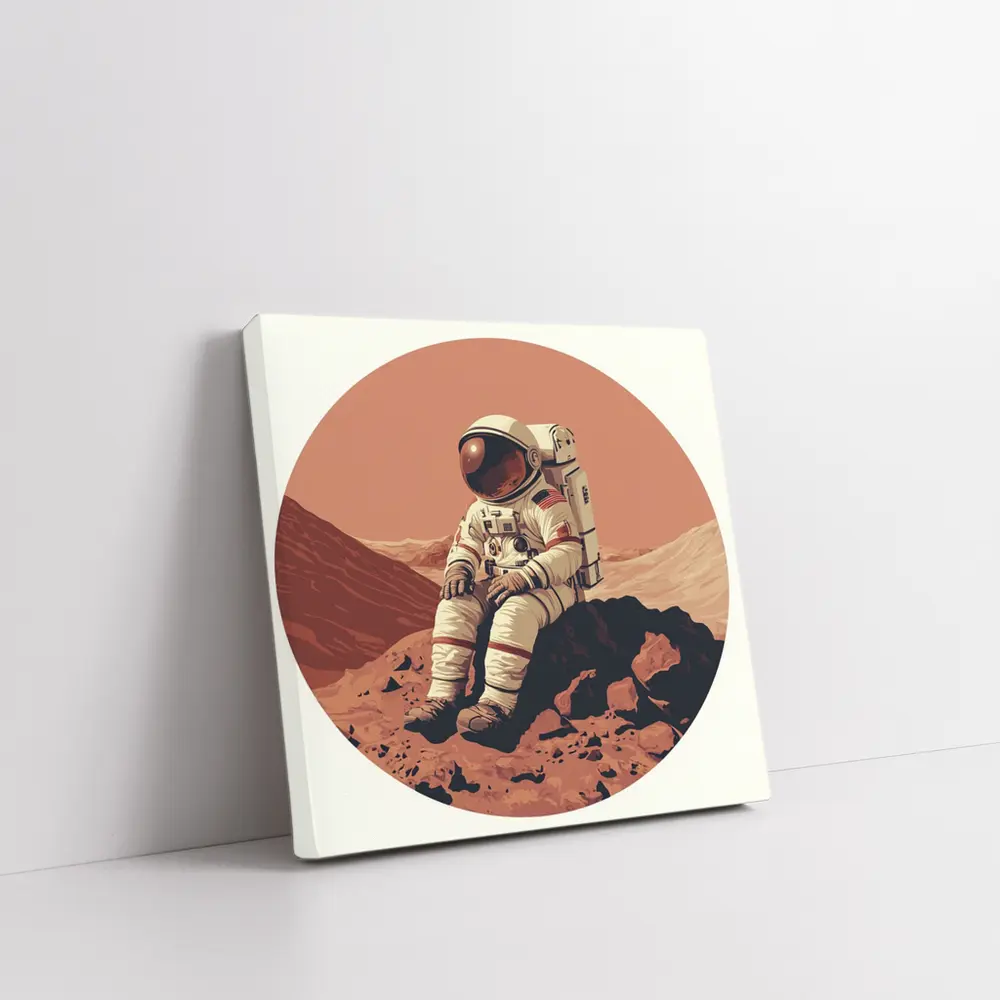 Astronaut Sitting On Mars Rocky Surface – Wall Art