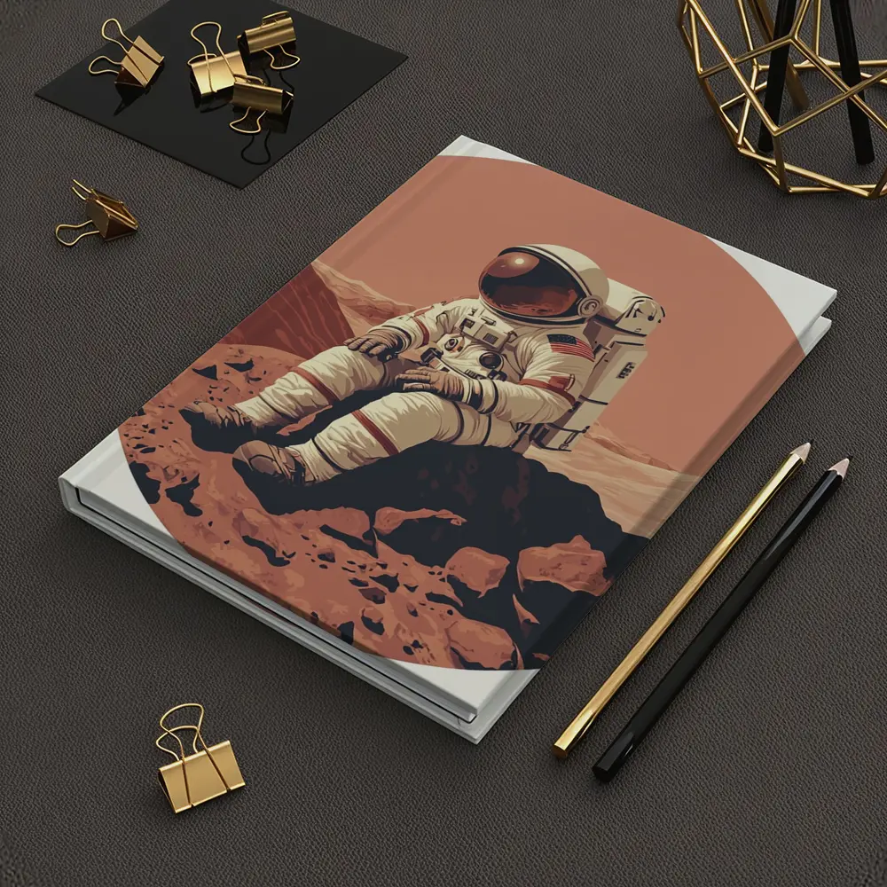Astronaut Sitting On Mars Rocky Surface – Notebooks