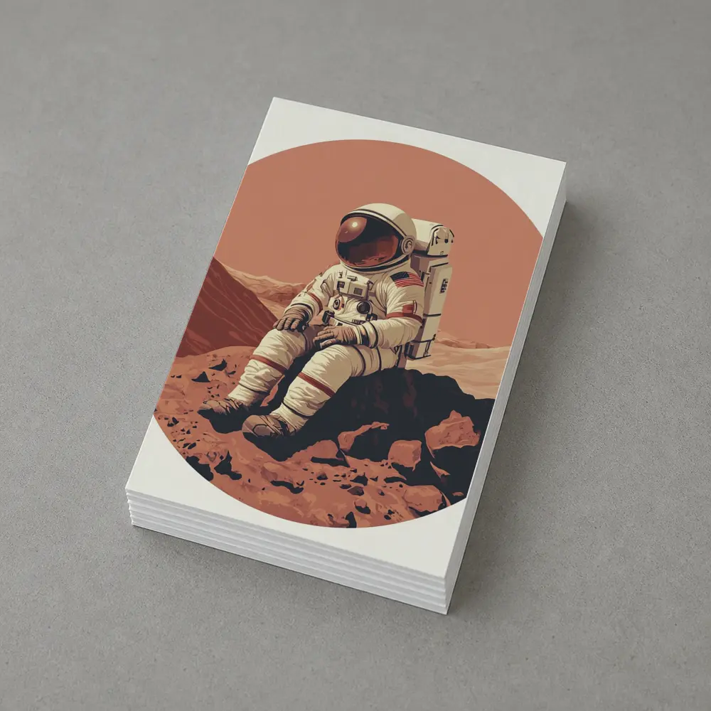 Astronaut Sitting On Mars Rocky Surface – Postcards