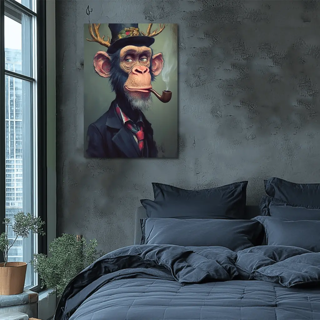 Dapper Chimpanzee Top Hat Smoking Pipe Art – Wall Art