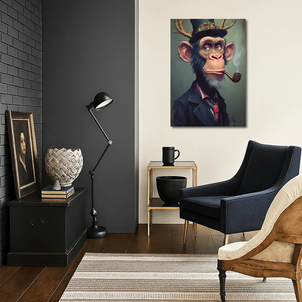 Dapper Chimpanzee Top Hat Smoking Pipe Art – Wall Art