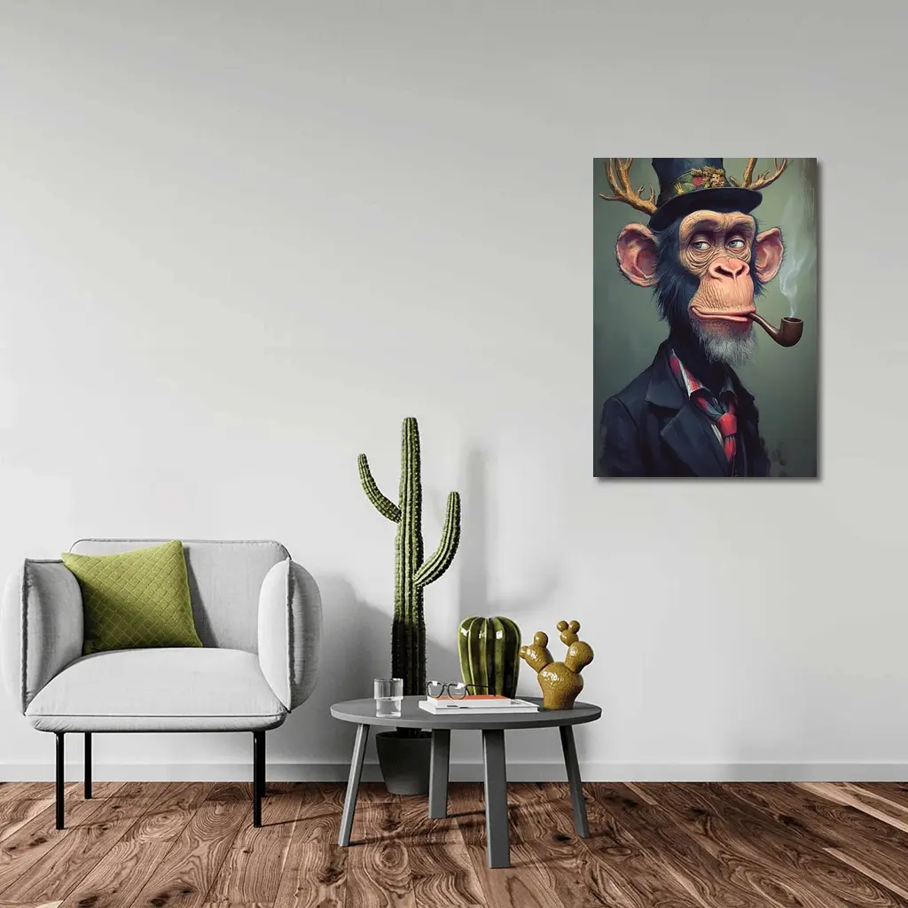 Dapper Chimpanzee Top Hat Smoking Pipe Art – Wall Art