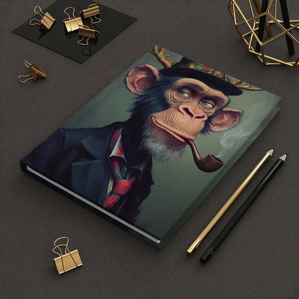 Dapper Chimpanzee Top Hat Smoking Pipe Art – Notebooks
