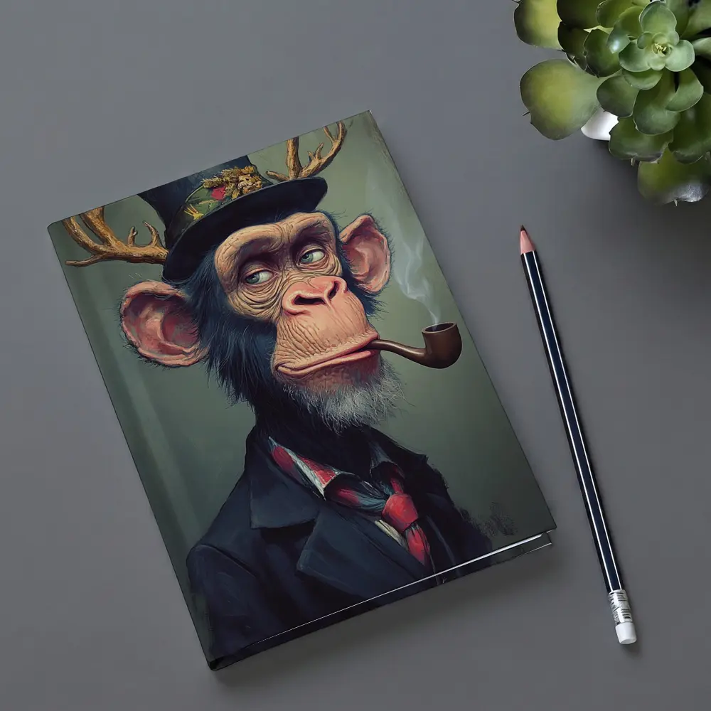 Dapper Chimpanzee Top Hat Smoking Pipe Art – Notebooks