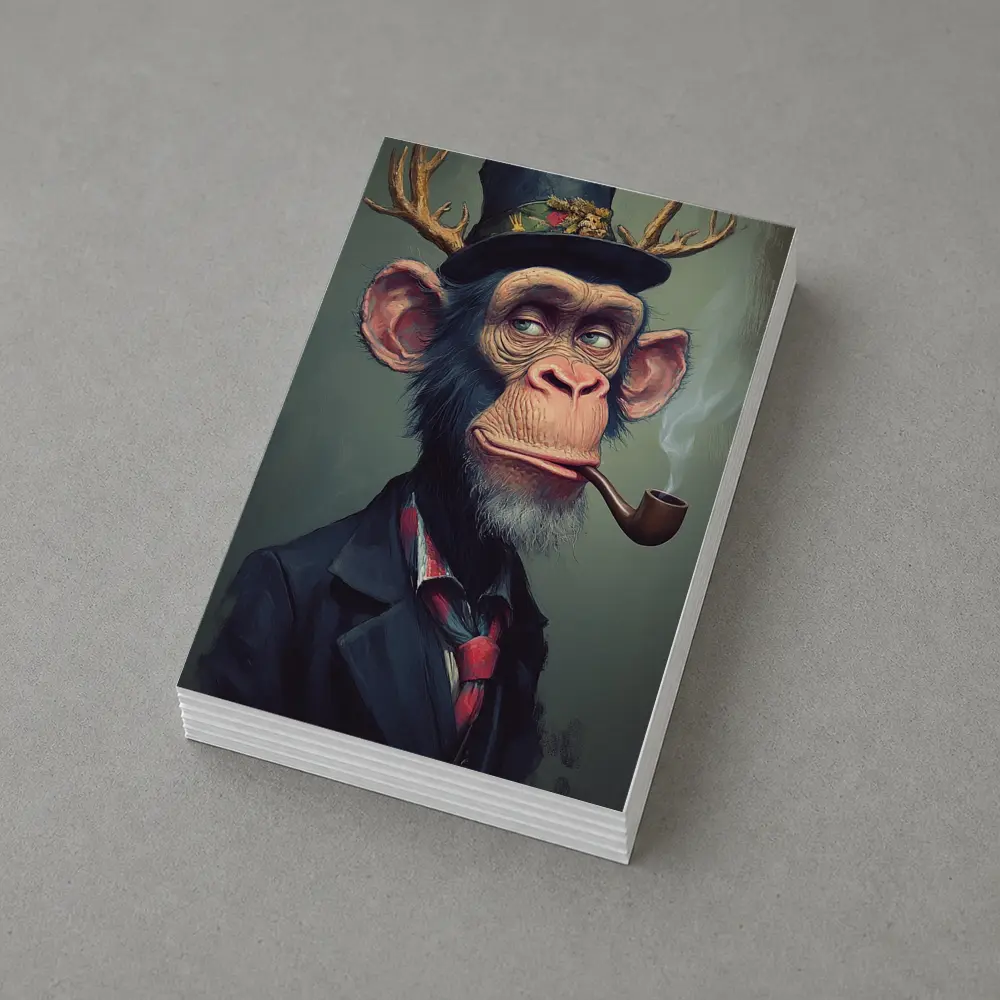 Dapper Chimpanzee Top Hat Smoking Pipe Art – Postcards