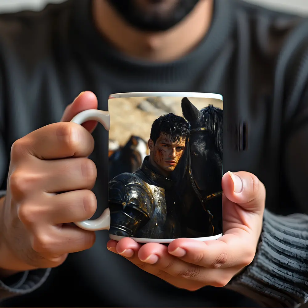 Dark Knight in Black Armor with Horse – Mugs