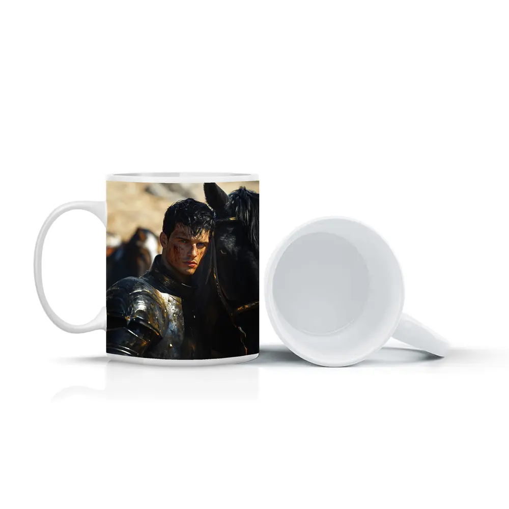 Dark Knight in Black Armor with Horse – Mugs