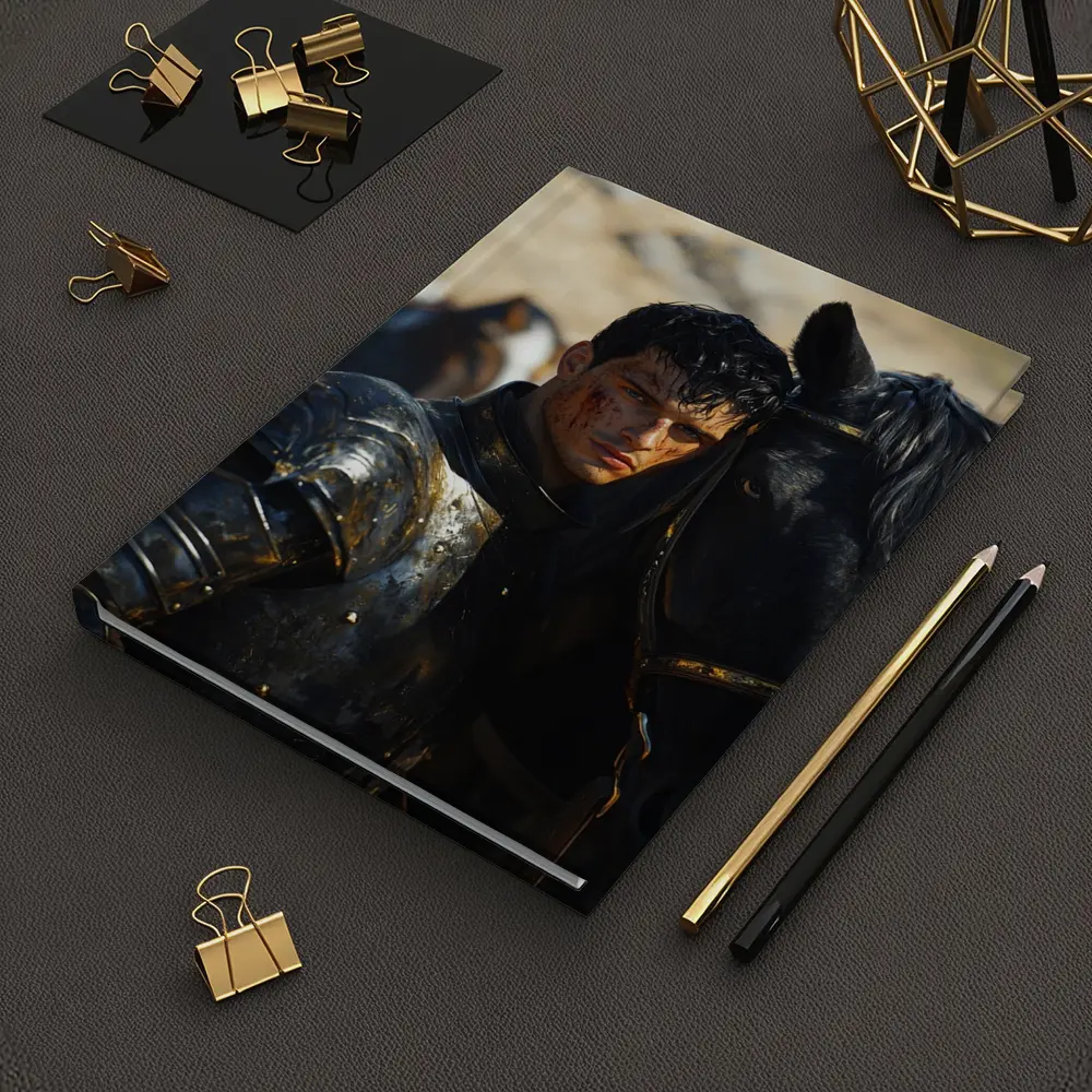 Dark Knight in Black Armor with Horse – Notebooks