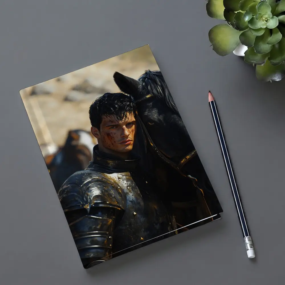 Dark Knight in Black Armor with Horse – Notebooks