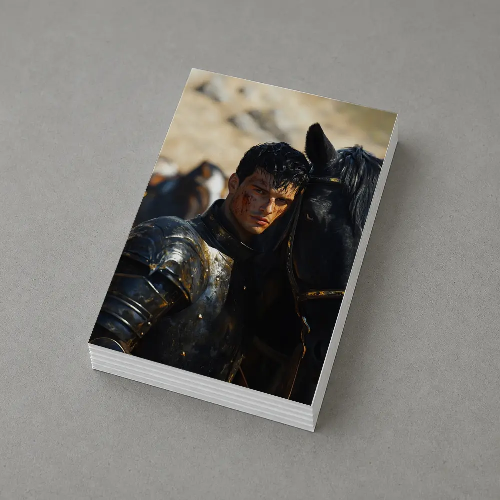 Dark Knight in Black Armor with Horse – Postcards