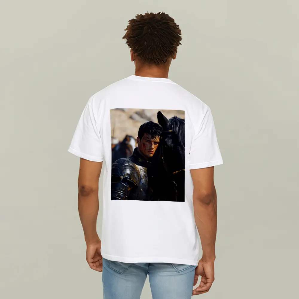 Dark Knight in Black Armor with Horse – T-Shirts
