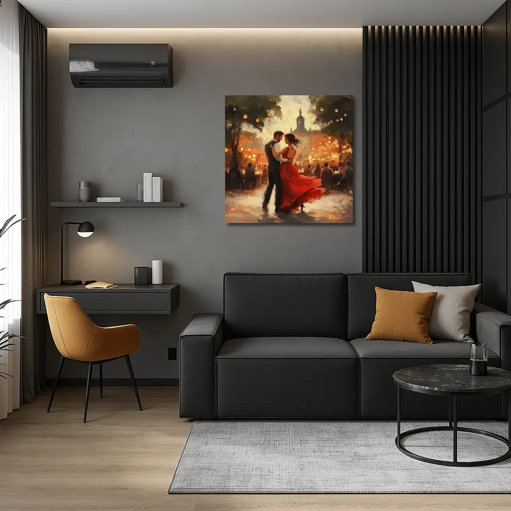 Couple Dancing Tango Oil Painting Outdoor – Wall Art