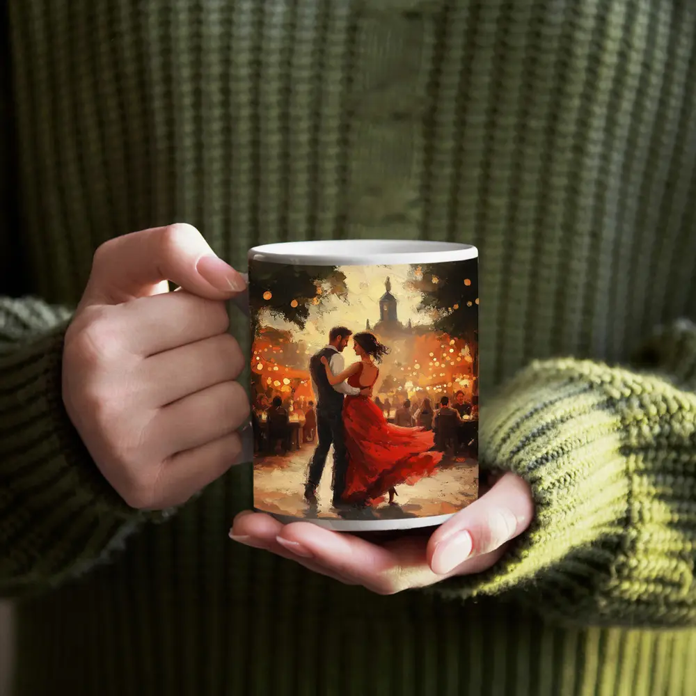 Couple Dancing Tango Oil Painting Outdoor – Mugs