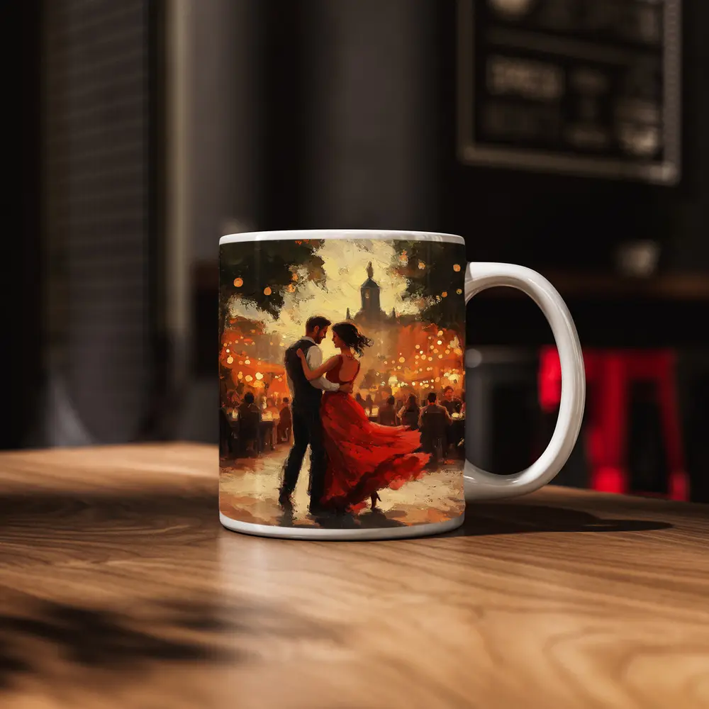 Couple Dancing Tango Oil Painting Outdoor – Mugs