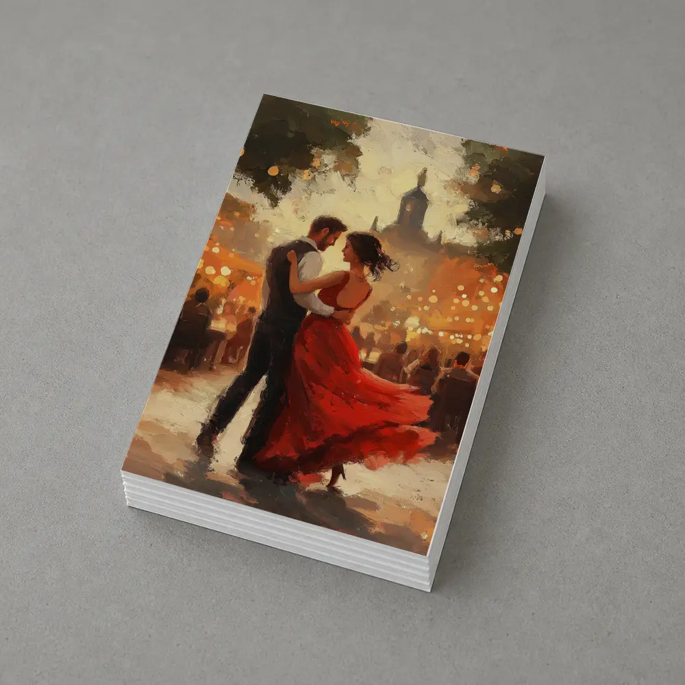 Couple Dancing Tango Oil Painting Outdoor – Postcards