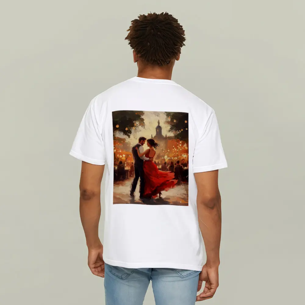 Couple Dancing Tango Oil Painting Outdoor – T-Shirts