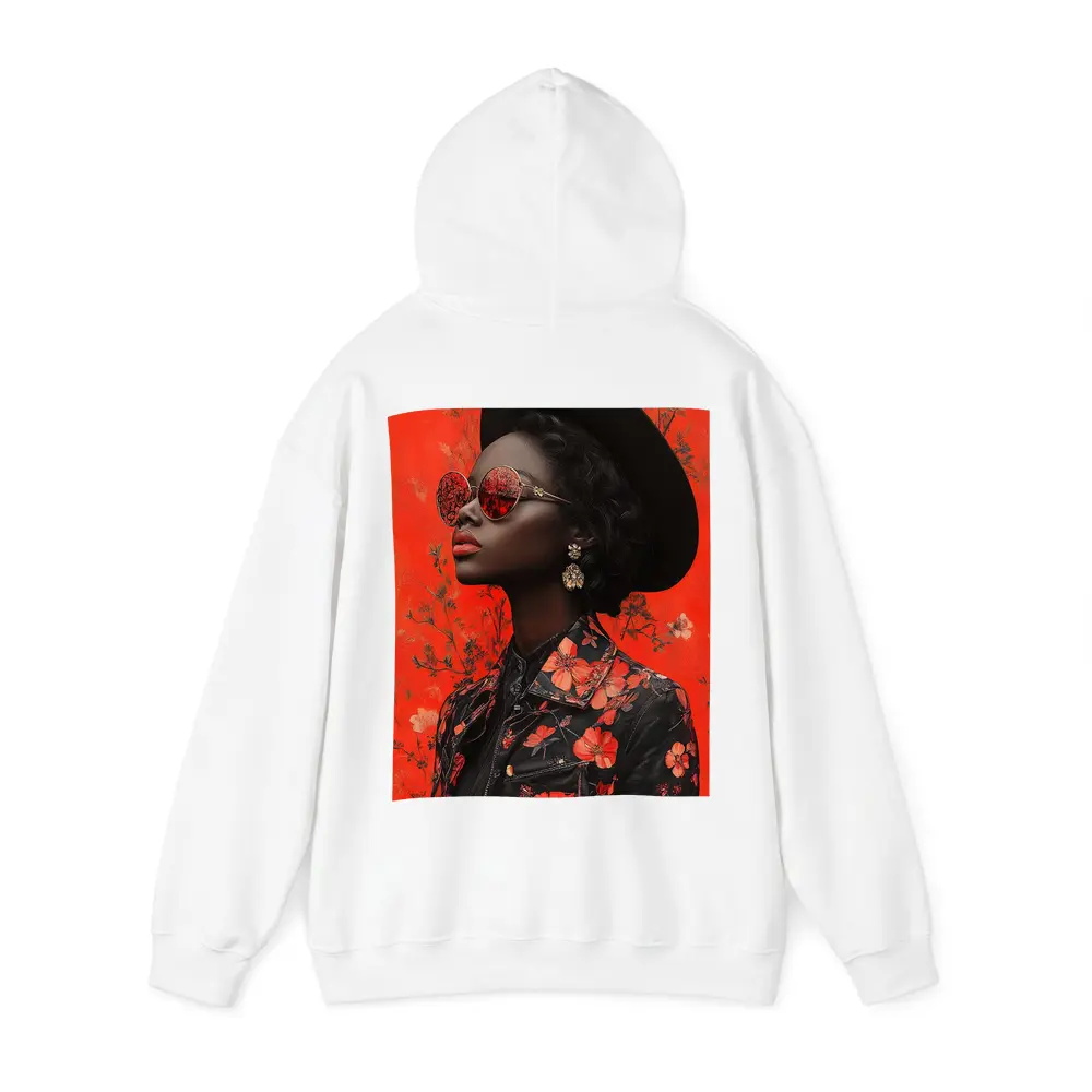 Black Woman Red Floral Fashion Portrait Art – Hoodies