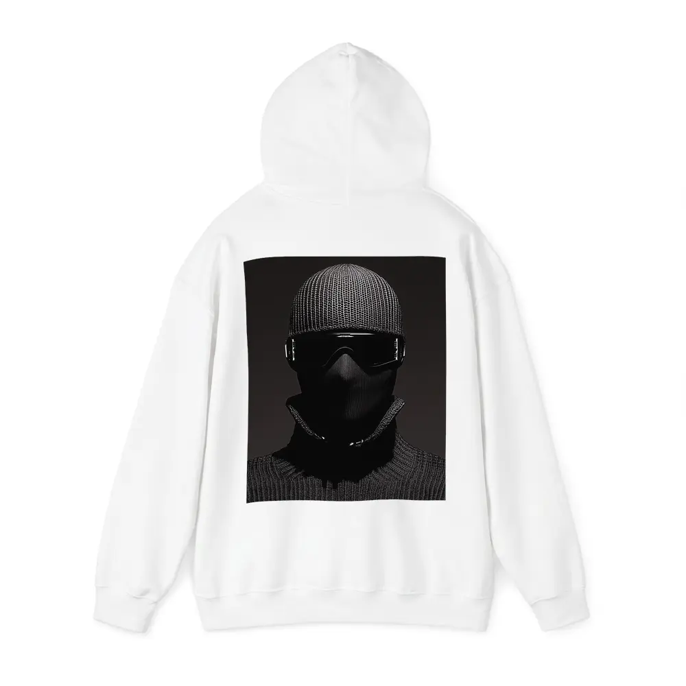 Masked Figure Ski Goggles Dark Background – Hoodies