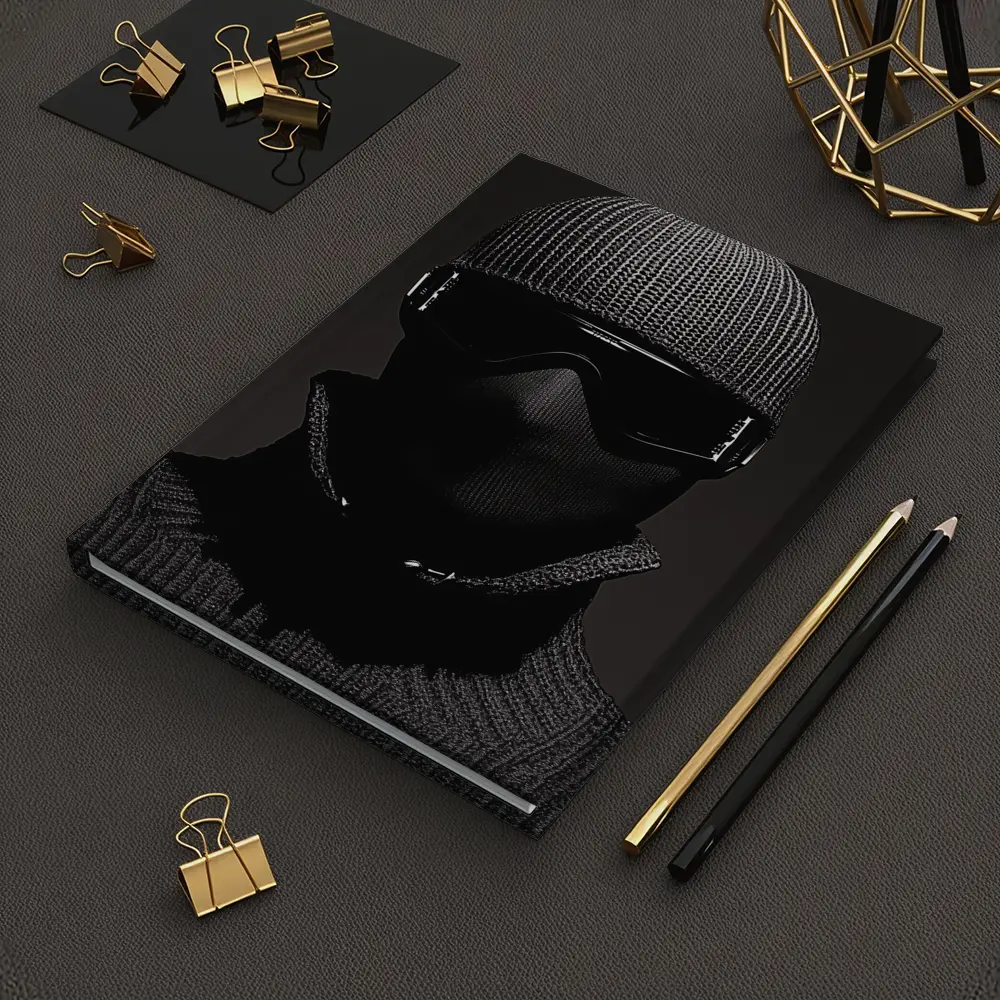 Masked Figure Ski Goggles Dark Background – Notebooks