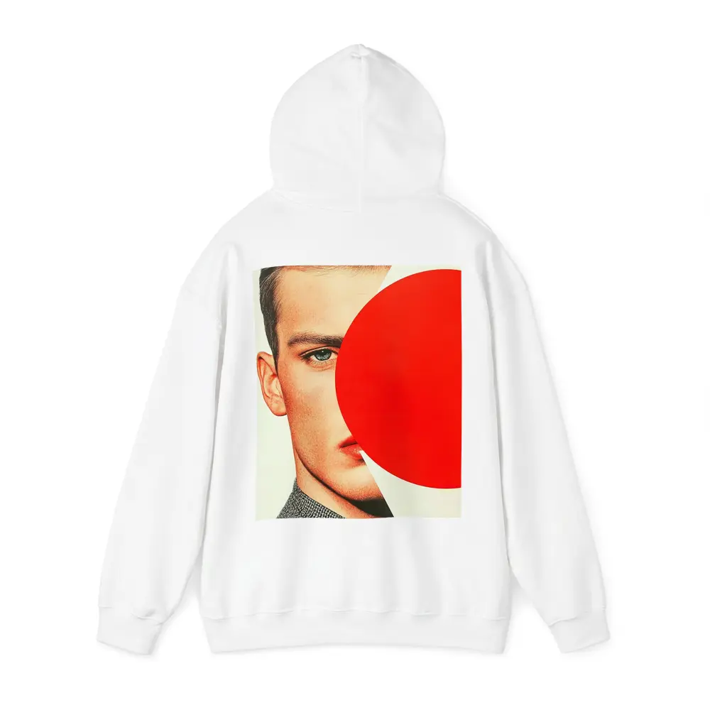 Man Portrait Red Circle Geometric Collage Art – Hoodies