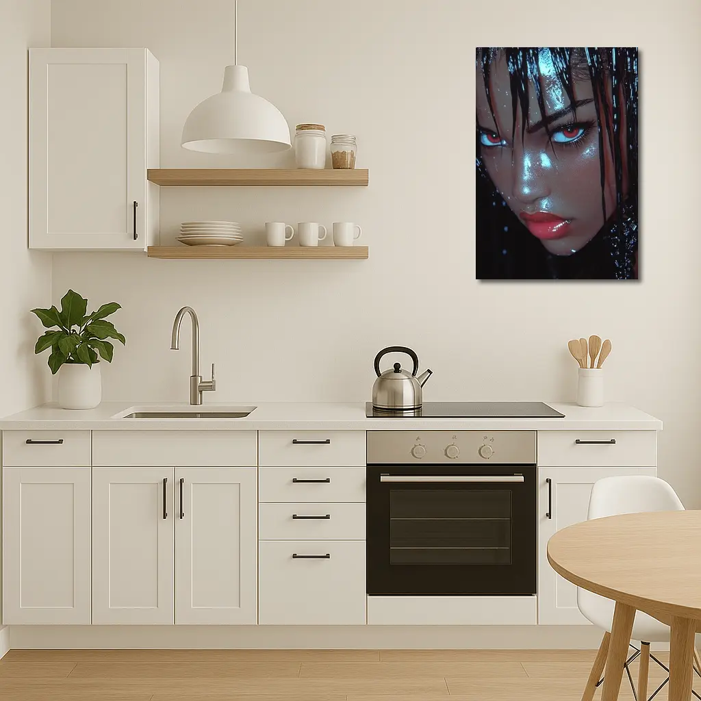 Dark Fantasy Woman Red Eyes Wet Hair – Wall Art