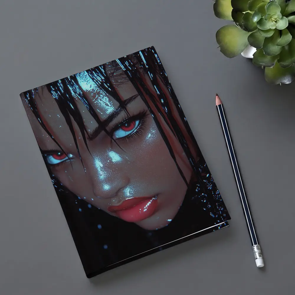 Dark Fantasy Woman Red Eyes Wet Hair – Notebooks