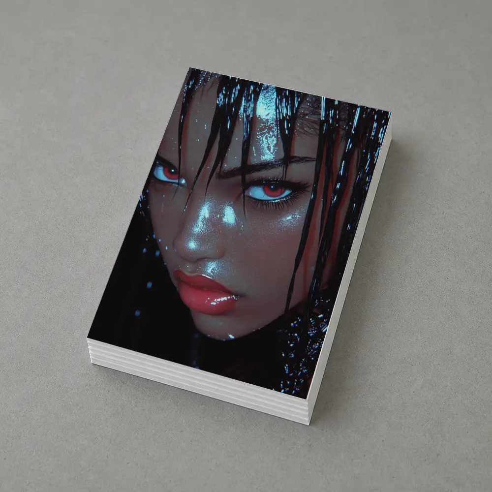 Dark Fantasy Woman Red Eyes Wet Hair – Postcards