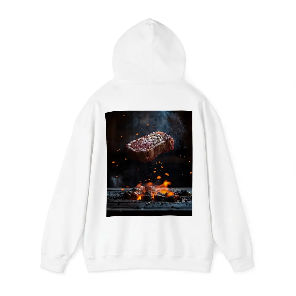 Grilled Steak Flying Over Fire Embers – Hoodies