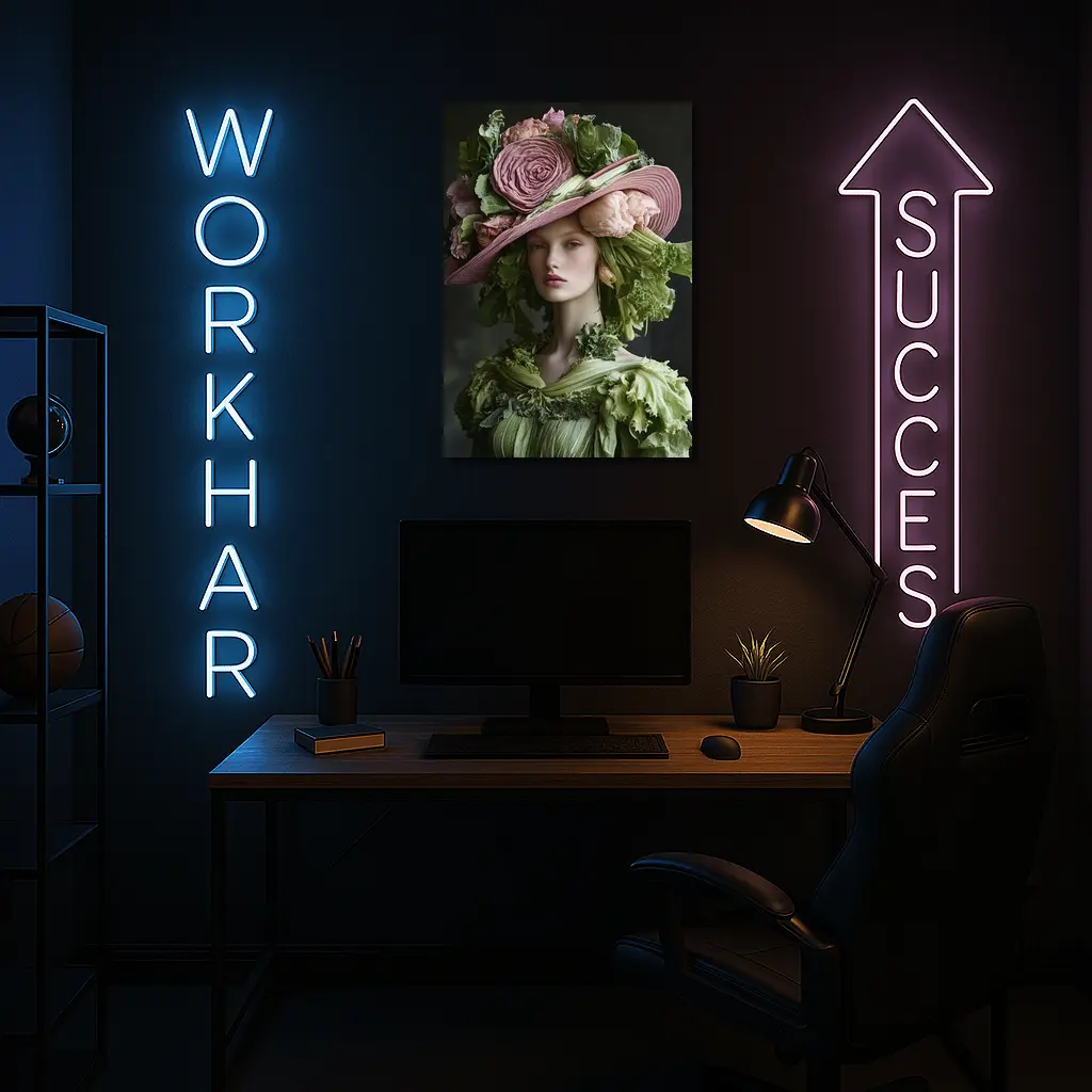 Woman Wearing Vegetable Flower Hat Fashion – Wall Art