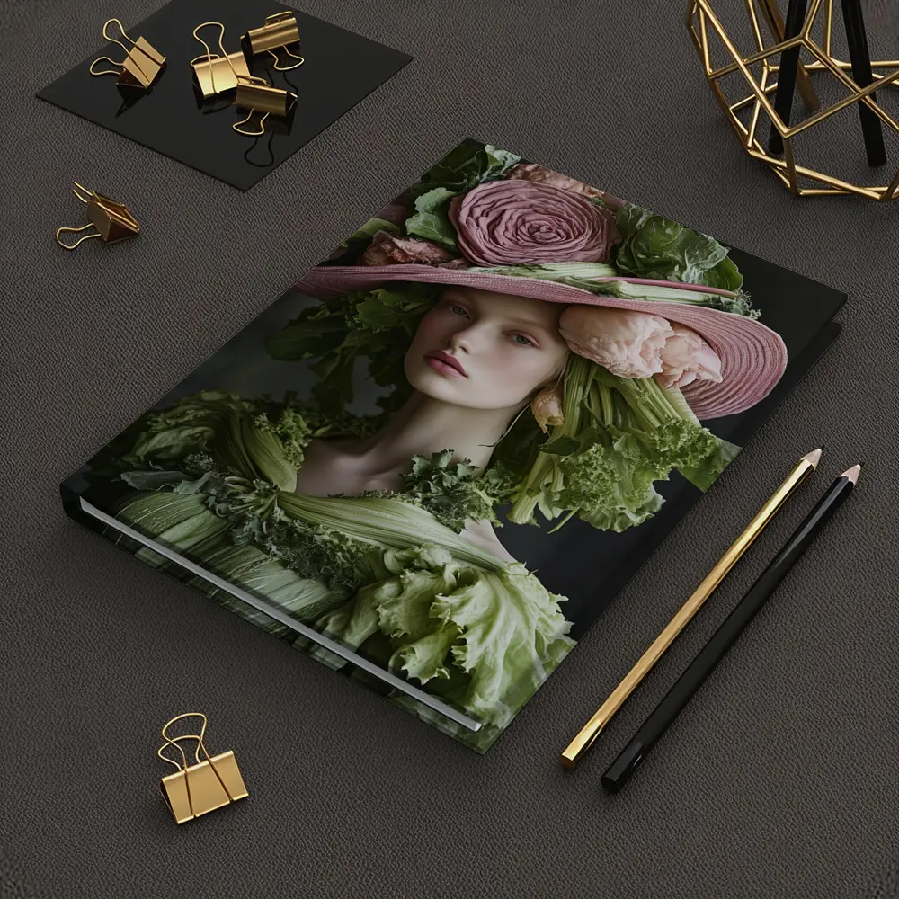 Woman Wearing Vegetable Flower Hat Fashion – Notebooks
