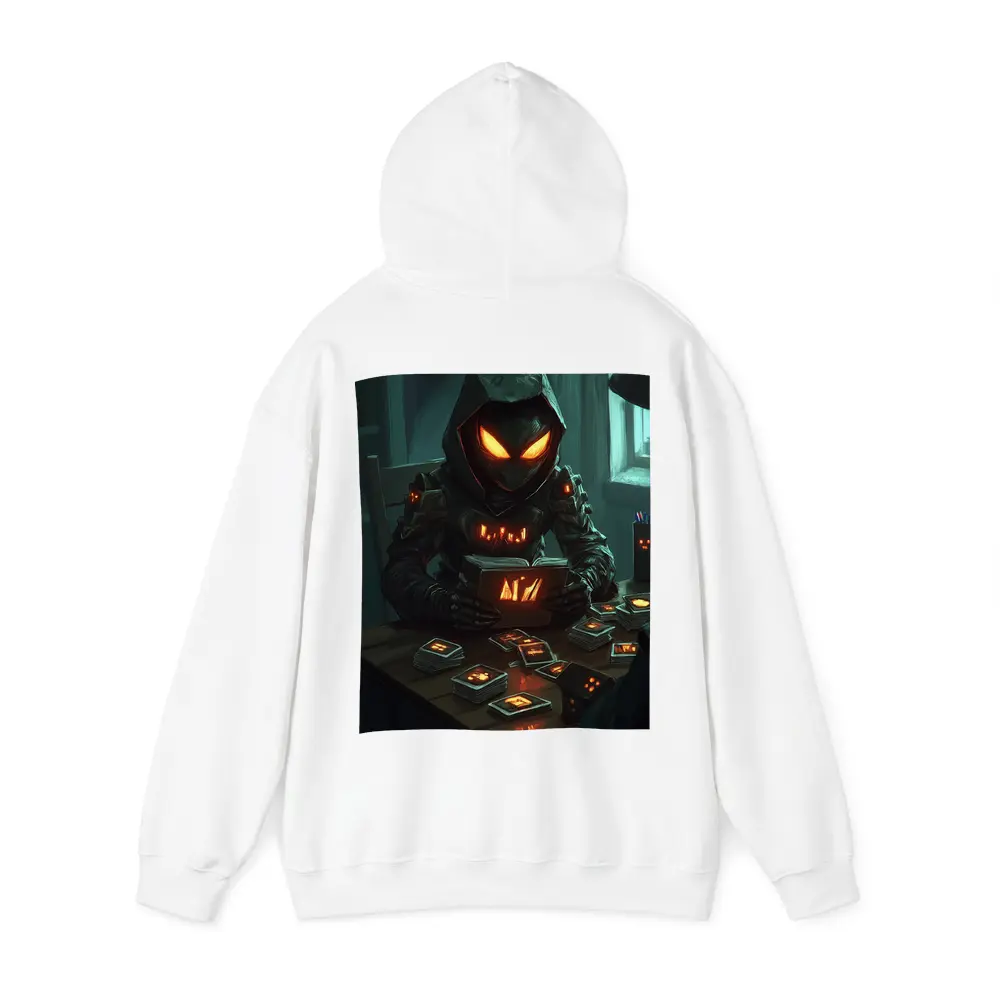 Dark Hooded Figure Glowing Eyes Card Game – Hoodies