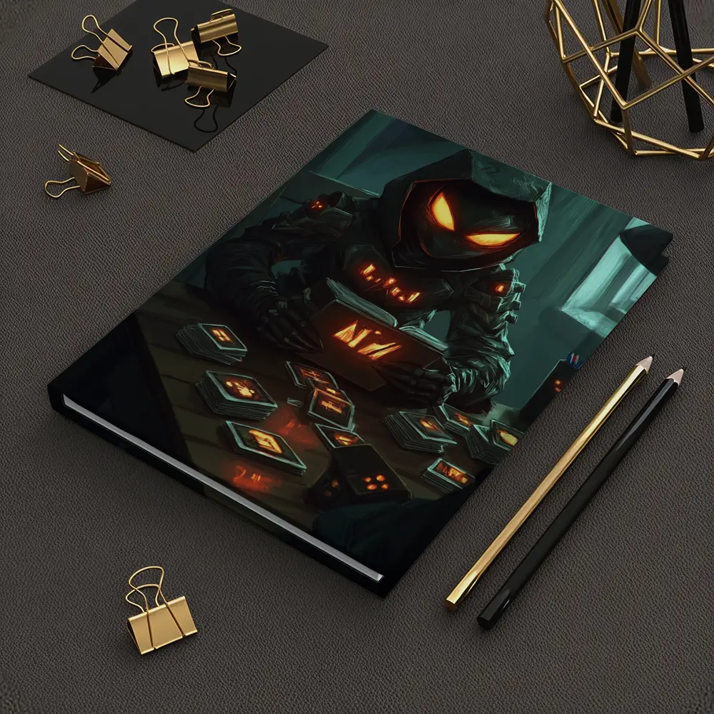 Dark Hooded Figure Glowing Eyes Card Game – Notebooks