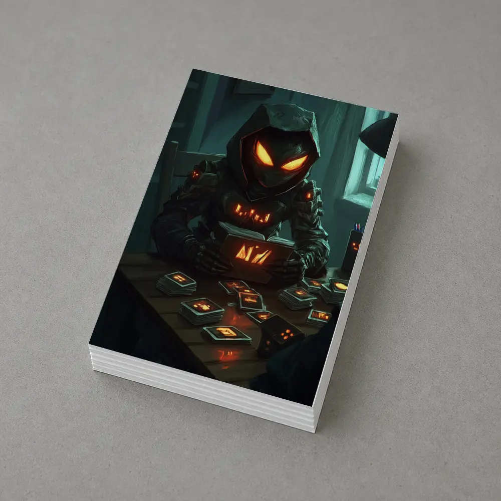 Dark Hooded Figure Glowing Eyes Card Game – Postcards