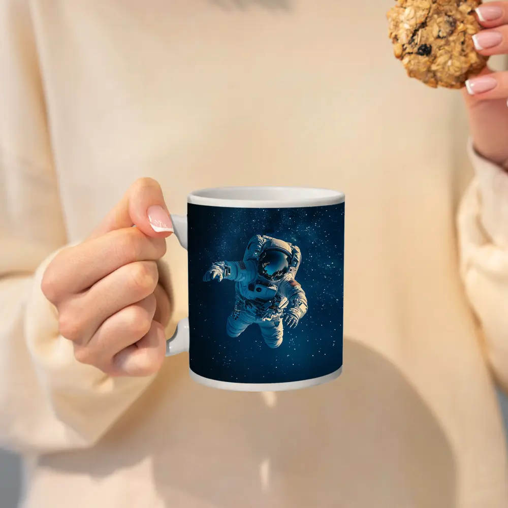 Astronaut Floating In Deep Starry Space – Mugs