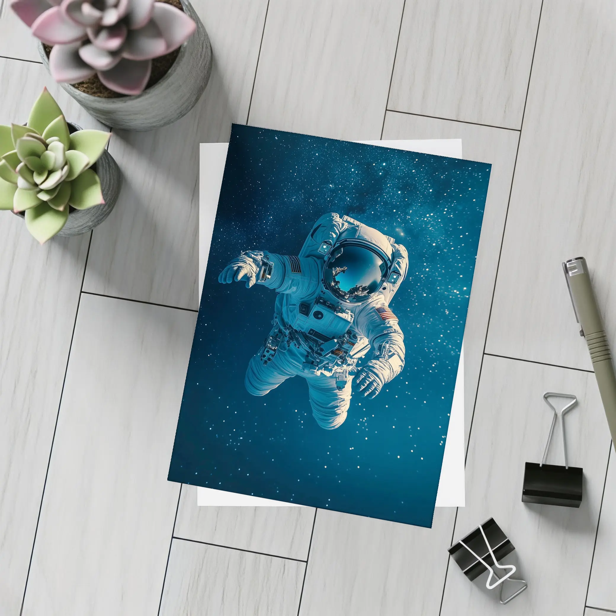 Astronaut Floating In Deep Starry Space – Postcards