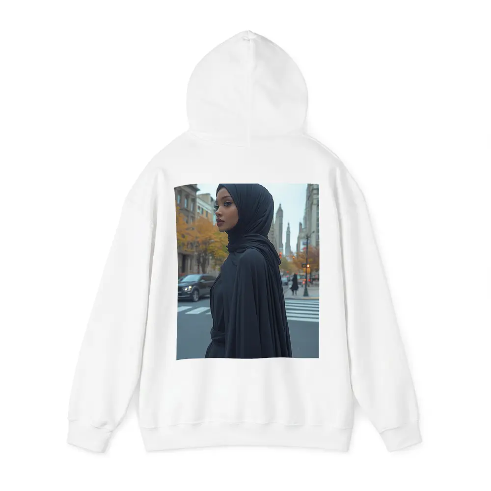 Woman Black Hijab Abaya City Street – Hoodies