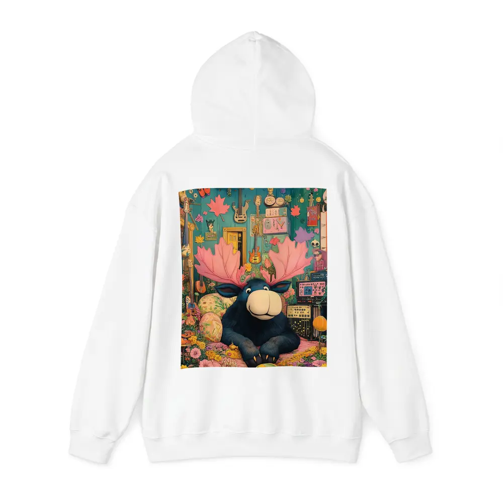 Cartoon Moose Pink Antlers Colorful Music Room – Hoodies