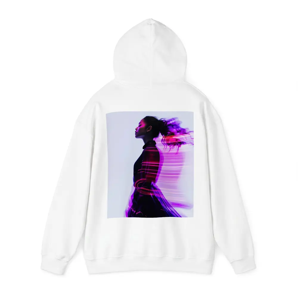 Woman Figure Neon Purple Light Motion Art – Hoodies