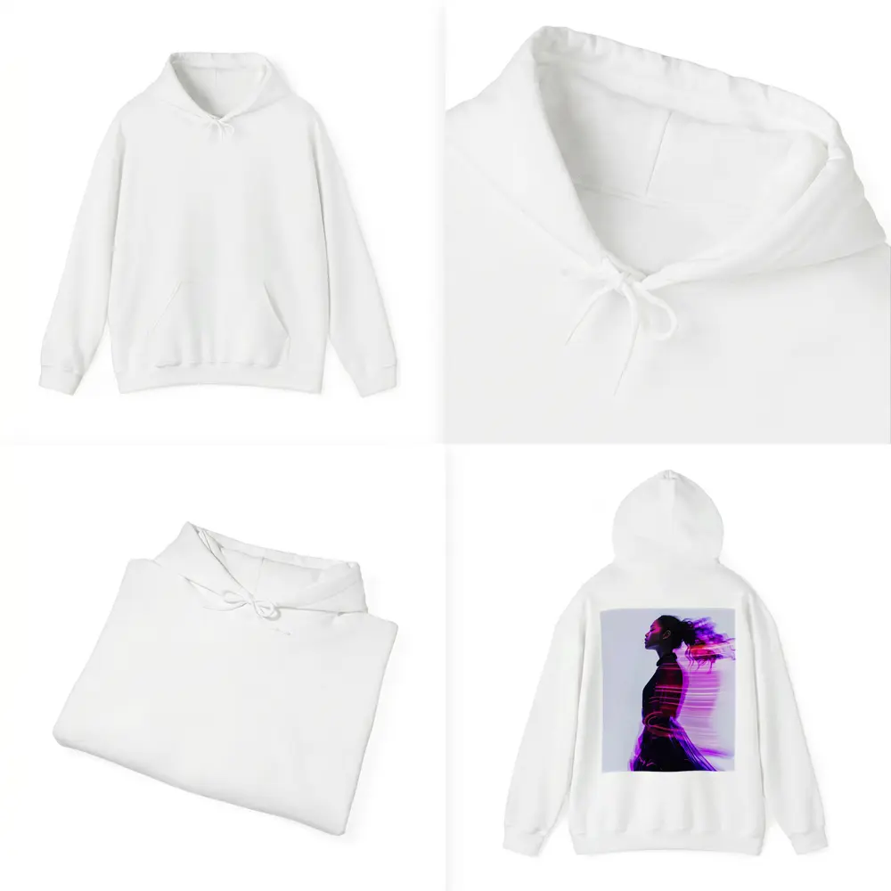 Woman Figure Neon Purple Light Motion Art – Hoodies
