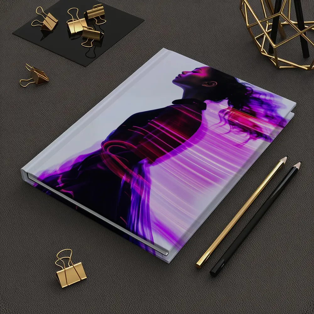 Woman Figure Neon Purple Light Motion Art – Notebooks