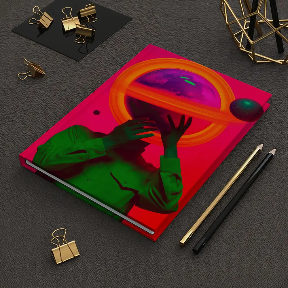 Neon Planet Man Surreal Pop Art – Notebooks