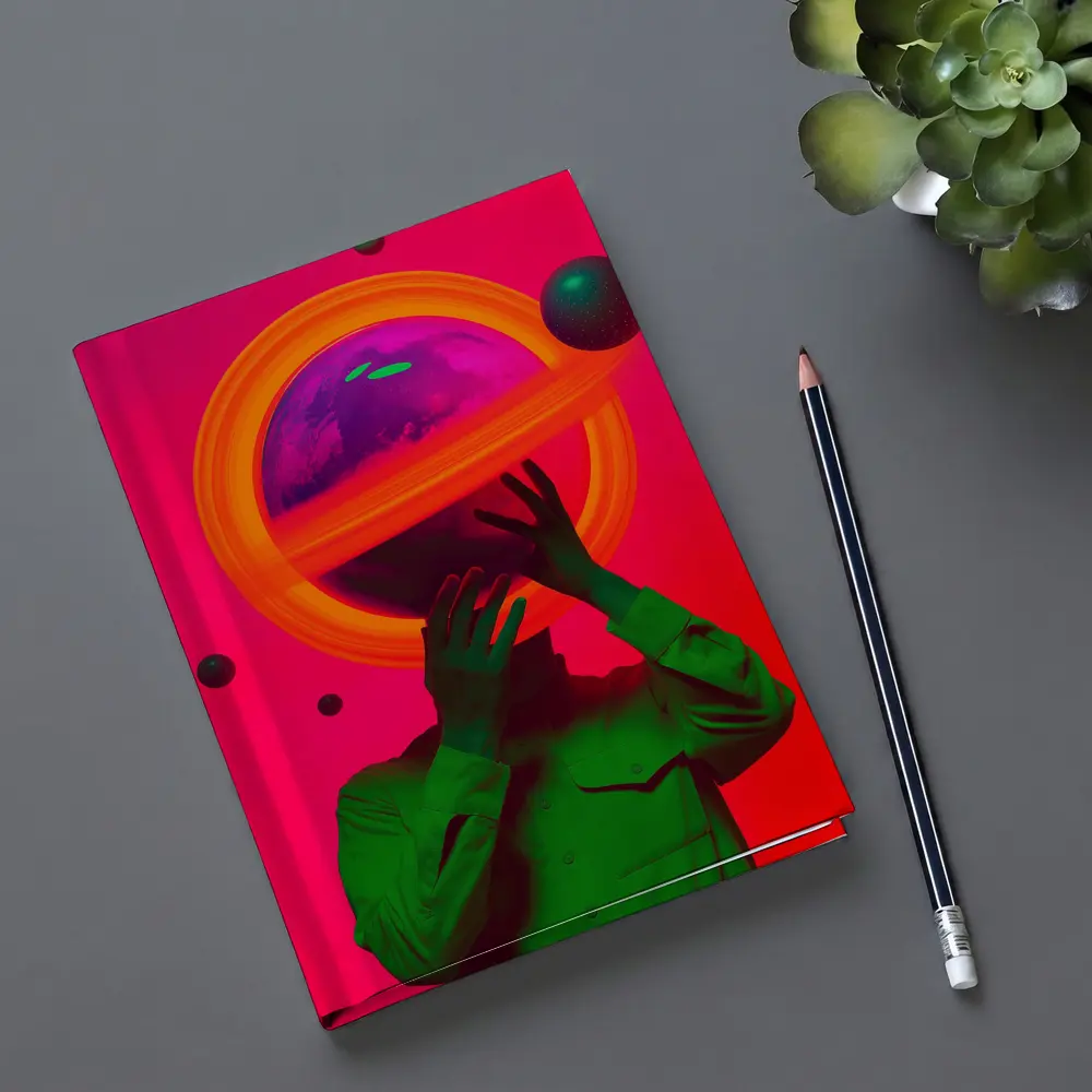Neon Planet Man Surreal Pop Art – Notebooks