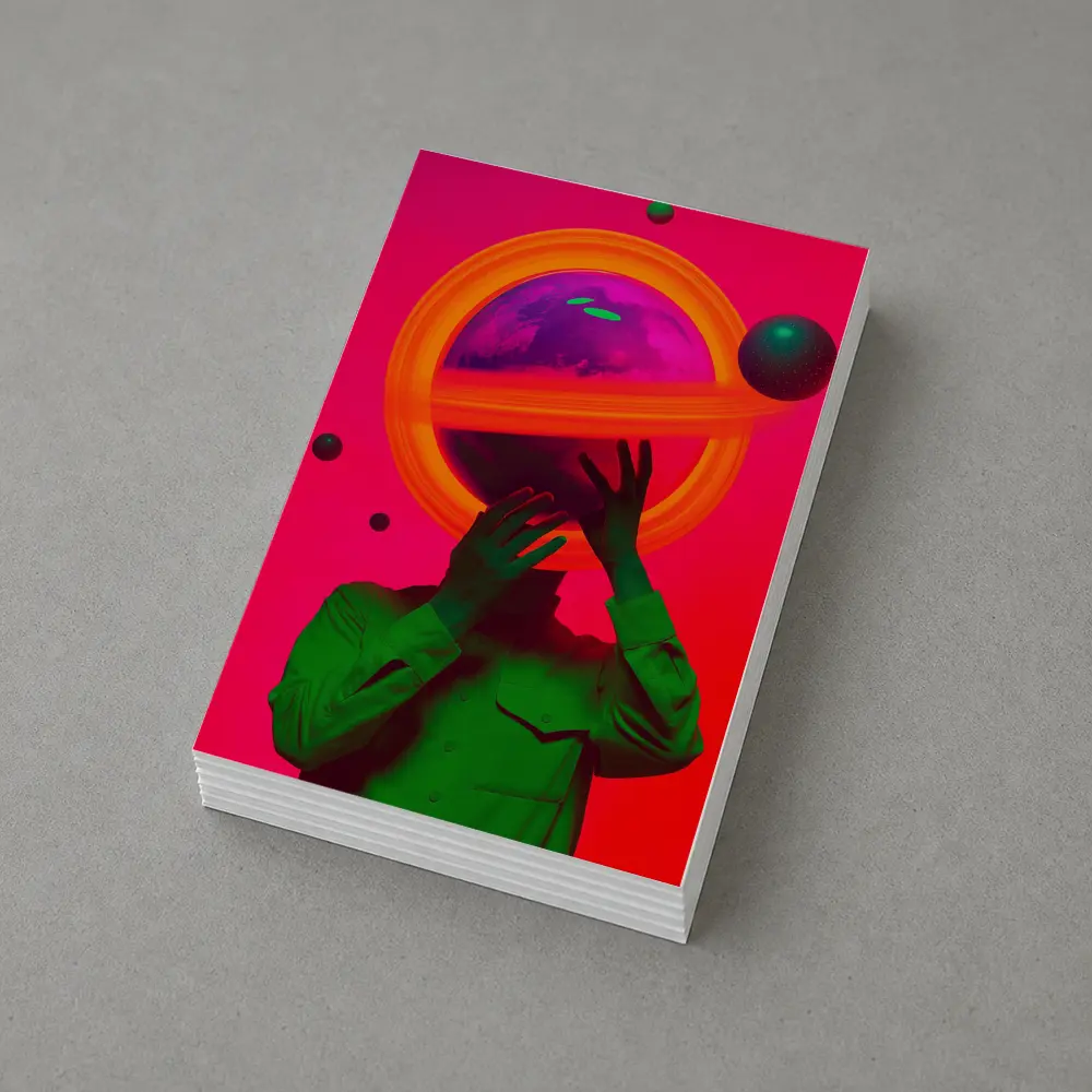 Neon Planet Man Surreal Pop Art – Postcards