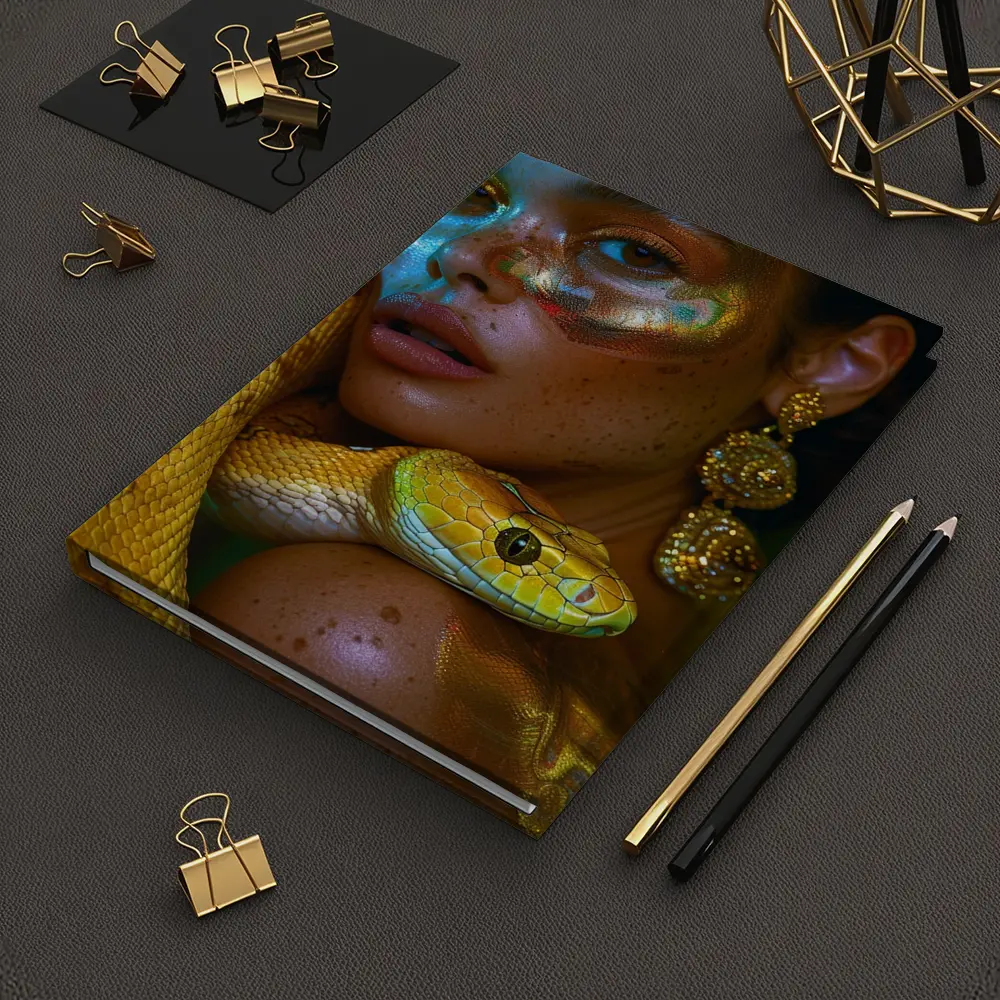 Woman With Yellow Snake Body Paint Art – Notebooks