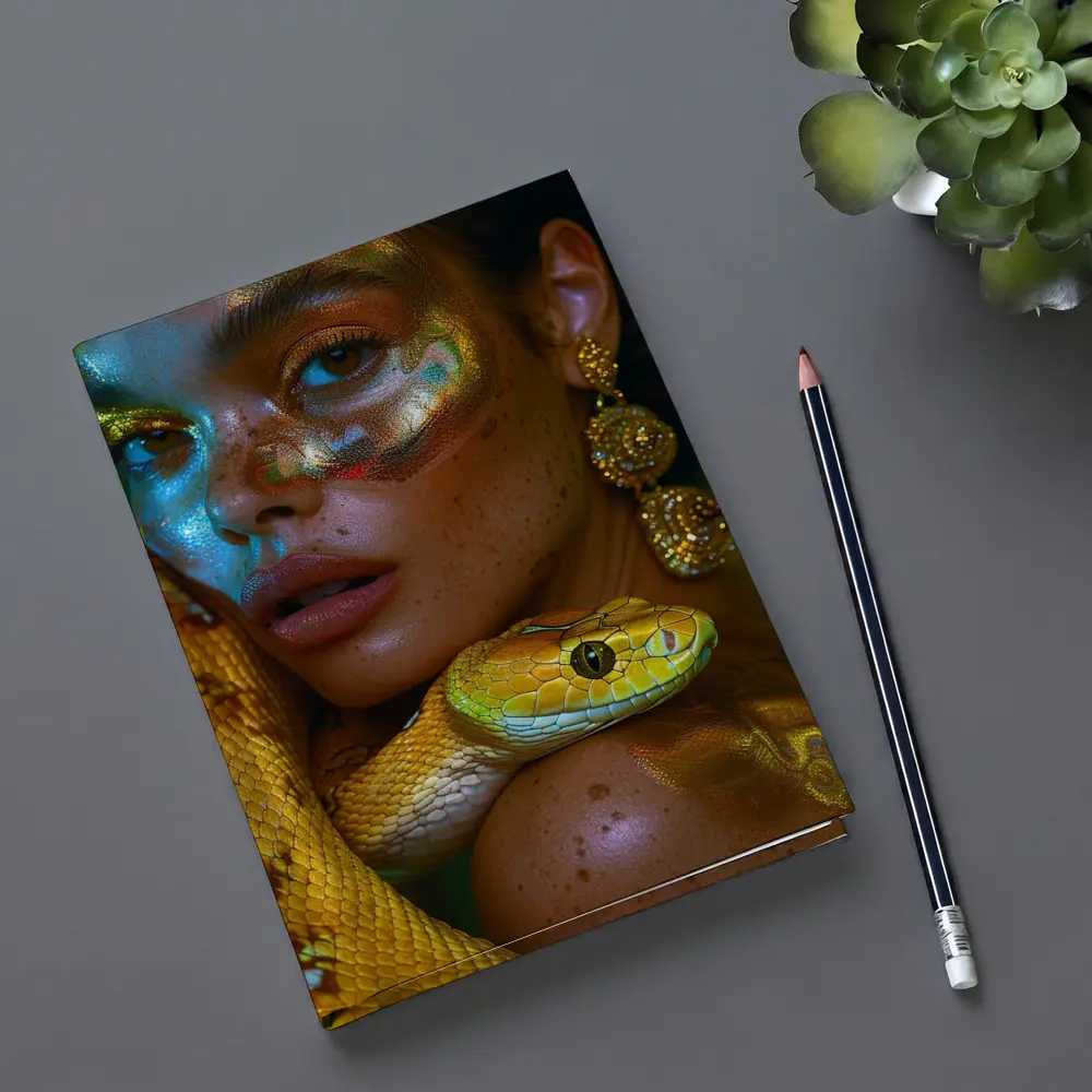 Woman With Yellow Snake Body Paint Art – Notebooks