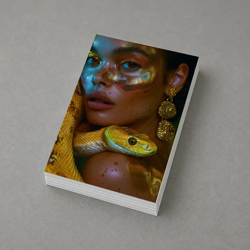 Woman With Yellow Snake Body Paint Art – Postcards