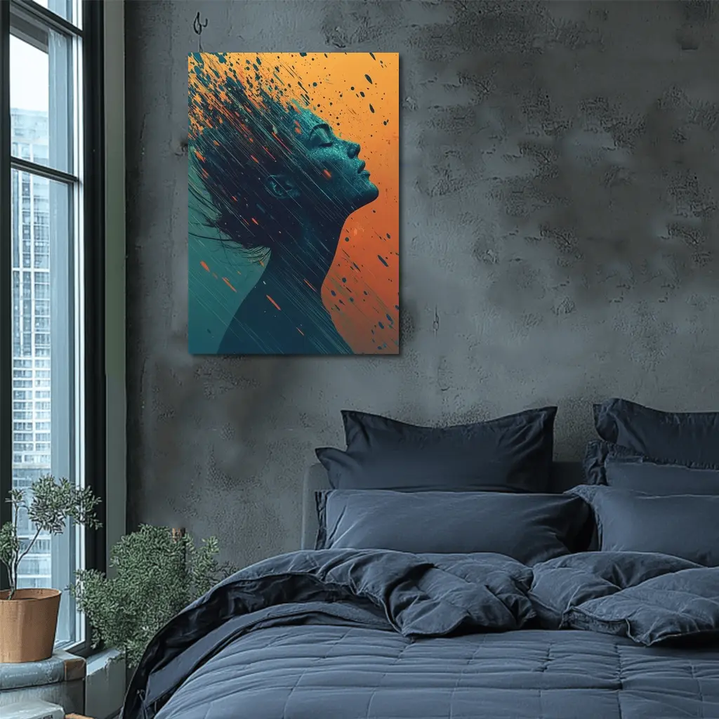 Woman Profile Dissolving Paint Splatter Abstract Art – Wall Art