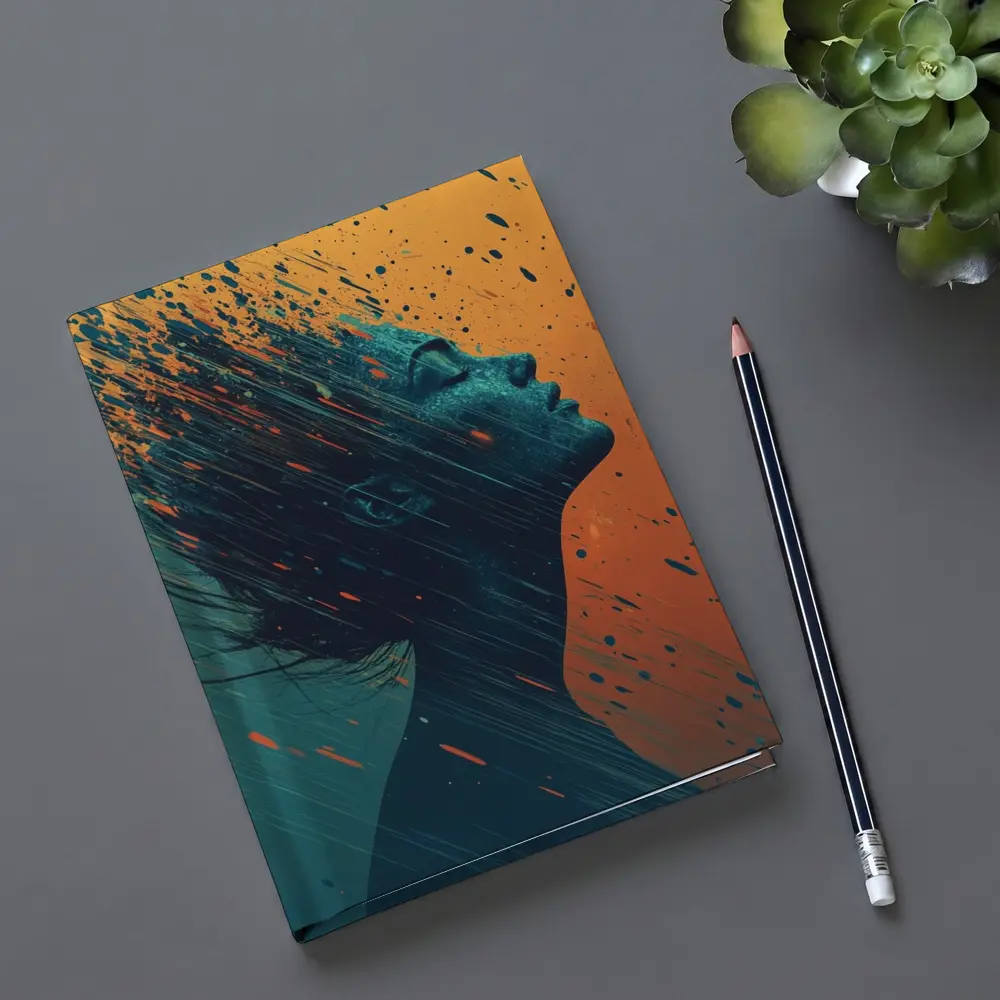 Woman Profile Dissolving Paint Splatter Abstract Art – Notebooks