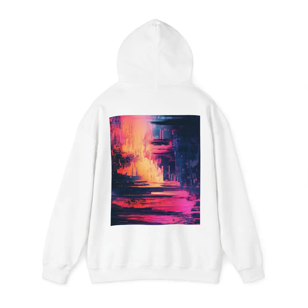 Glitch Art Abstract Neon Pink Cityscape – Hoodies